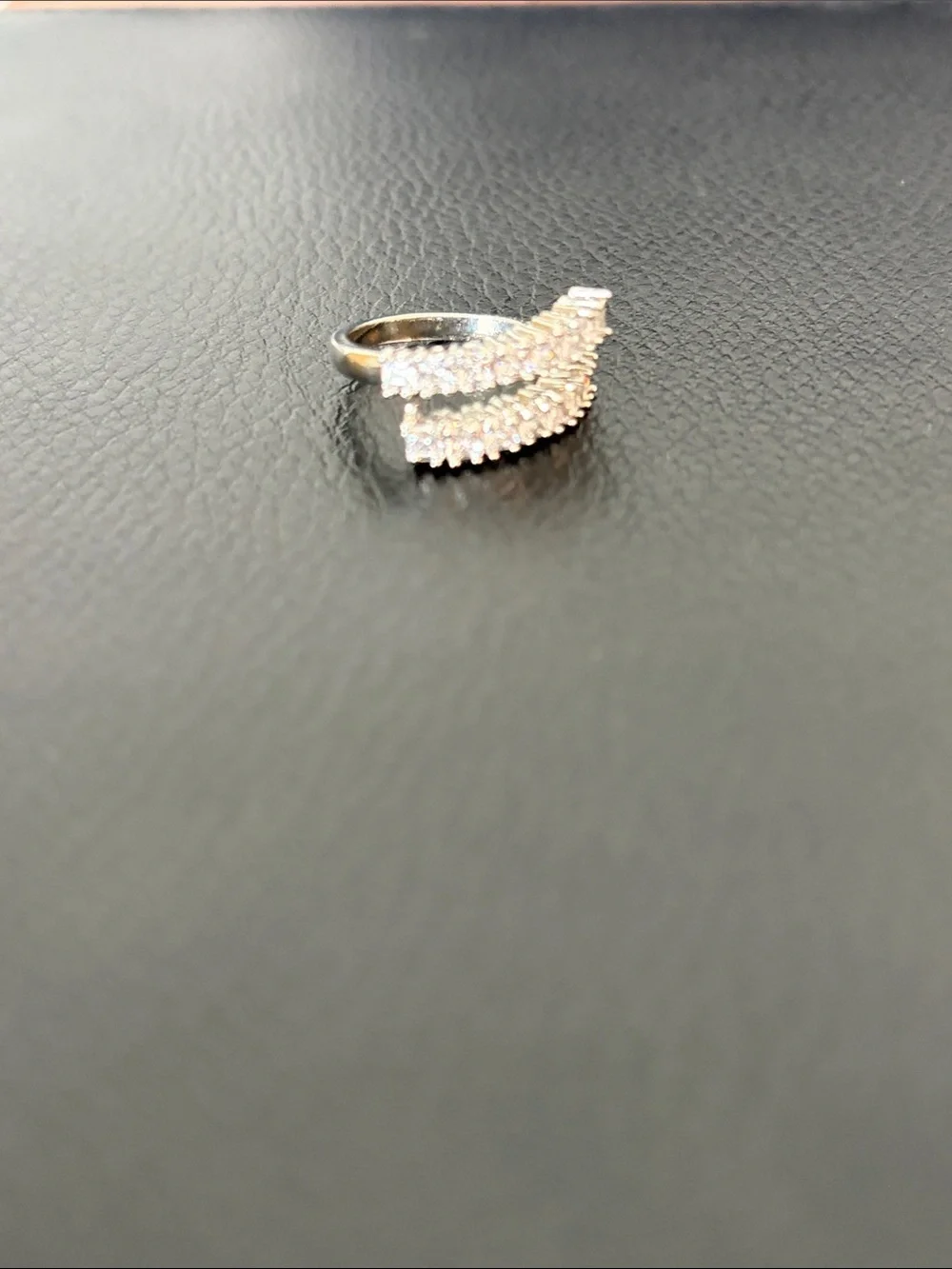 Sterling Silver Double Row CZ Stackable Ring - White